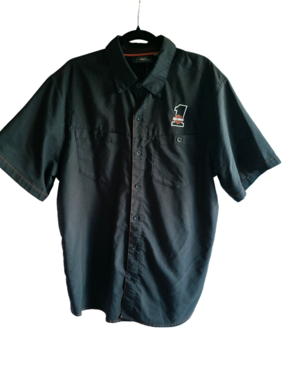 Harley-Davidson Casual Button Down Shirt XL Black Orange motorcycle